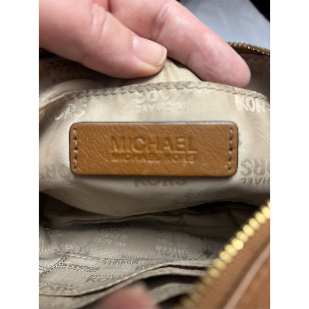 Michael Kors Brown & Tan Logo Wristlet Clutch Purse - Picture 6 of 7